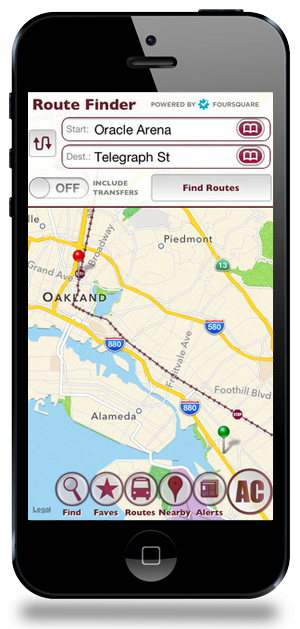 Mobile AC Transit App Bay Area Map