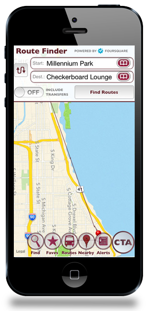 MobileCTA Transit App Chicago Map