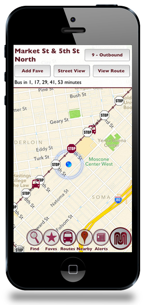 MobileMuni Transit App San Francisco Map